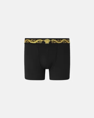 Långa boxershorts i tryckt bomullsjersey