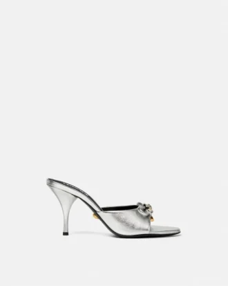 Opera Bow Metallic Mules 85 mm
