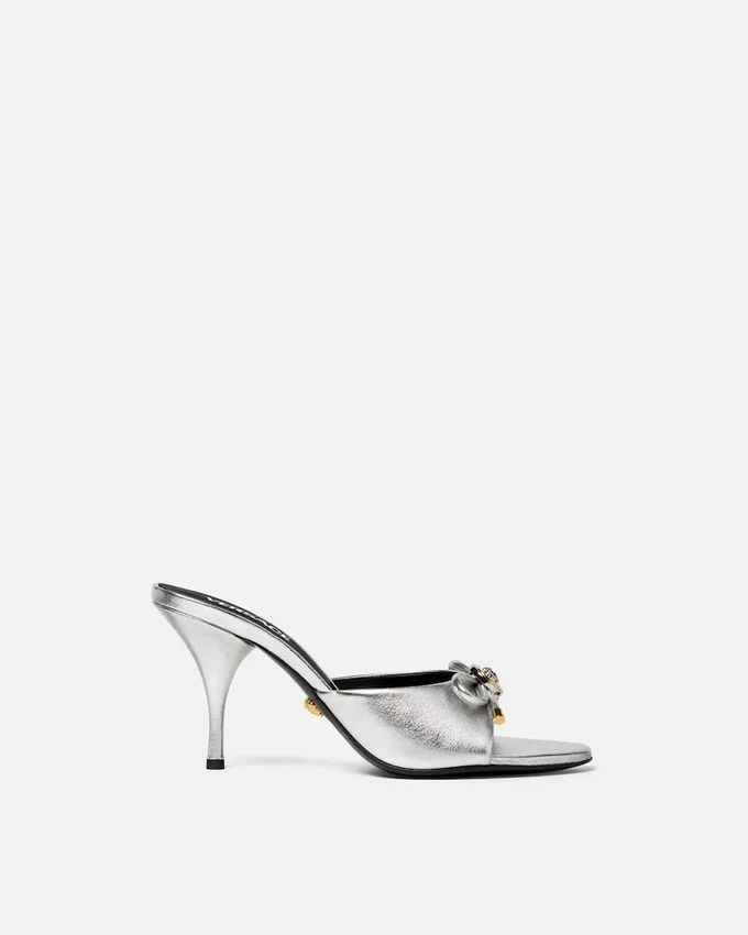 Opera Bow Metallic Mules 85 mm Opera Bow Metallic Mules 85 mm