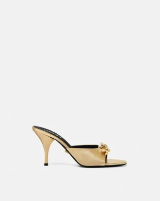 Opera Bow Metallic Mules 85 mm