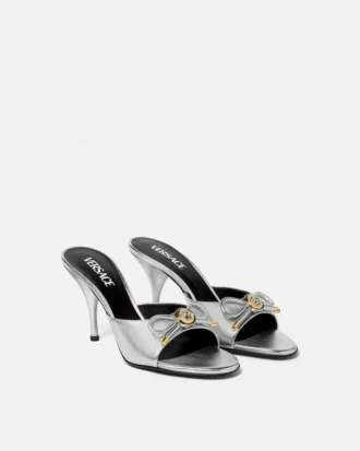 Opera Bow Metallic Mules 85 mm