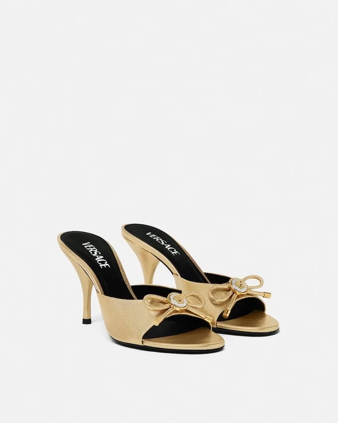 Opera Bow Metallic Mules 85 mm Opera Bow Metallic Mules 85 mm