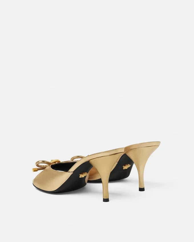 Opera Bow Metallic Mules 85 mm Opera Bow Metallic Mules 85 mm