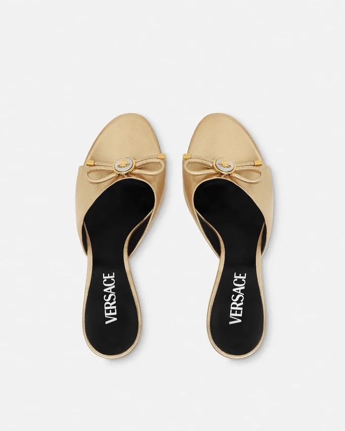 Opera Bow Metallic Mules 85 mm Opera Bow Metallic Mules 85 mm