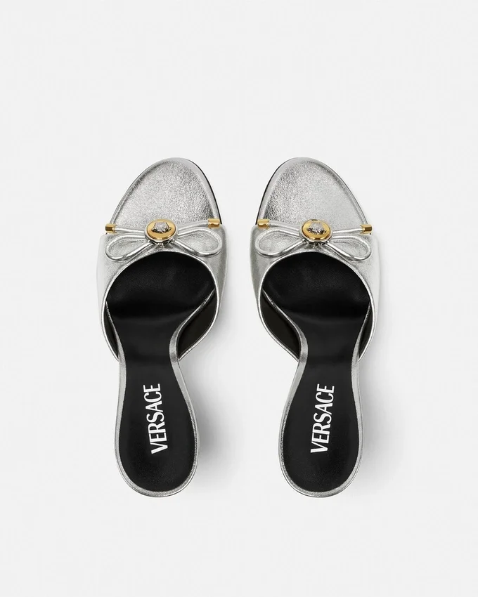Opera Bow Metallic Mules 85 mm Opera Bow Metallic Mules 85 mm