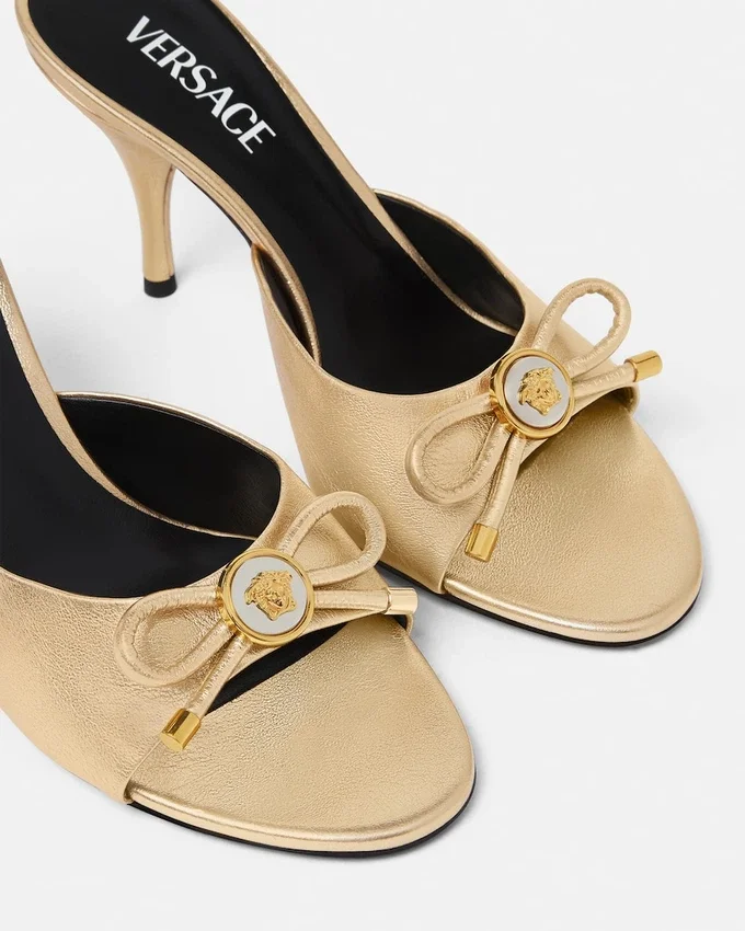 Opera Bow Metallic Mules 85 mm Opera Bow Metallic Mules 85 mm