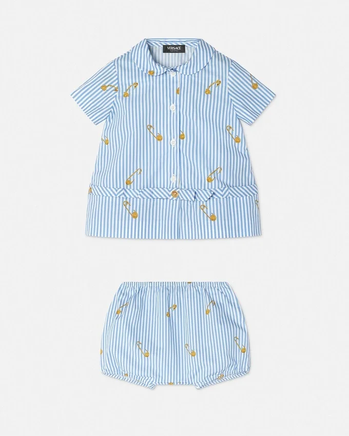 Pinstripe Pin Baby Dress Set Pinstripe Pin Baby Dress Set