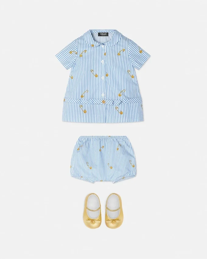 Pinstripe Pin Baby Dress Set Pinstripe Pin Baby Dress Set