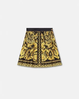 Plisserad minikjol i tryckt silkes-twill Plisserad minikjol i tryckt silkes-twill