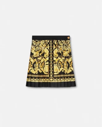 Plisserad minikjol i tryckt silkes-twill Plisserad minikjol i tryckt silkes-twill