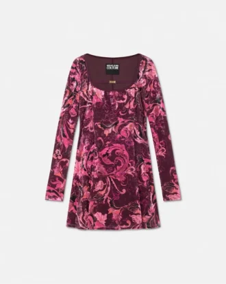 Porcelain Barocco Velvet Mini Dress