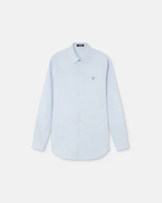 Randig slim fit-skjorta i bomullspoplin Randig slim fit-skjorta i bomullspoplin