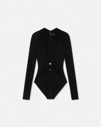 Safety Pin Draped Fitted Bodysuit