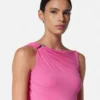 Safety Pin Draped Flared Mini Dress