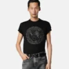 Smyckad slim fit-T-shirt i bomullsjersey