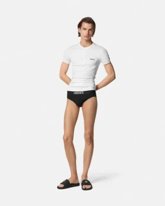 T-shirt i ribbad bomull