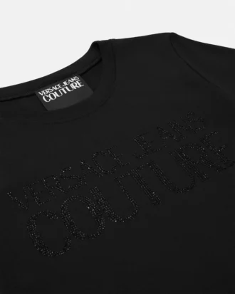T-shirtklänning med kristallbroderat institutionellt logo