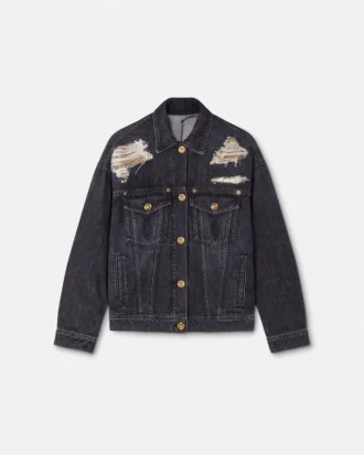Truckerjacka i metallnät och denim Truckerjacka i metallnät och denim