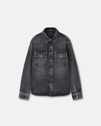 Tryckt foulard-denimskjorta Tryckt foulard-denimskjorta