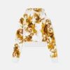 Tryckt kort hoodie i bomullsjersey Tryckt kort hoodie i bomullsjersey
