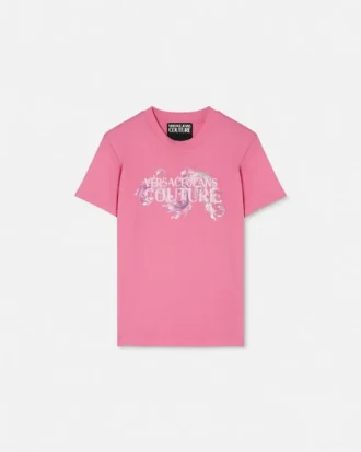Tryckt T-shirt i bomullsjersey med dekorationer