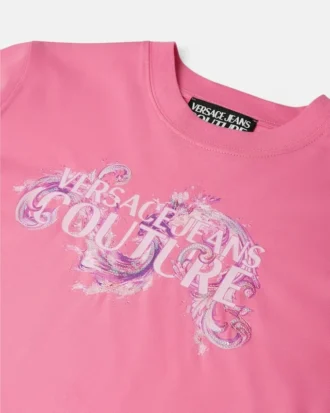 Tryckt T-shirt i bomullsjersey med dekorationer