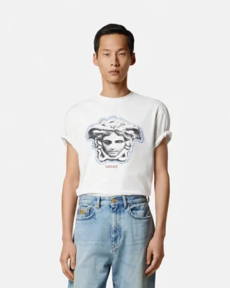 Tryckt T-shirt i bomullsjersey med normal passform