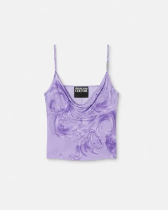 Tryckt topp i viskos med drapering