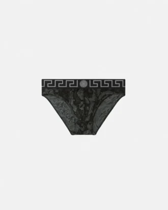 Tryckta jacquard-trosor i bomullsjersey