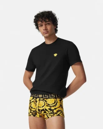 Tryckta jacquard-trunkar i bomullsjersey Tryckta jacquard-trunkar i bomullsjersey