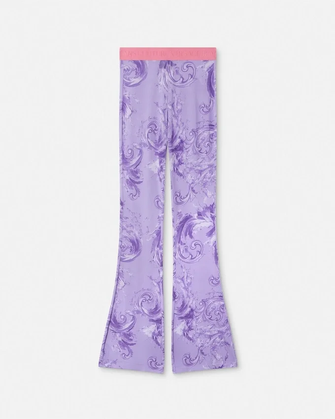 Tryckta leggings i viskos med utsvängda ben Tryckta leggings i viskos med utsvängda ben