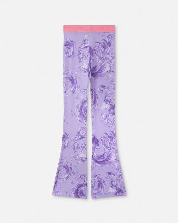 Tryckta leggings i viskos med utsvängda ben Tryckta leggings i viskos med utsvängda ben