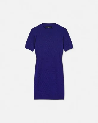V Allover Jacquard Knit Midi Dress