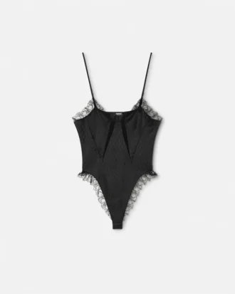 V Allover Jacquard Silk Bodysuit