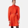 V Allover Jacquard Silk Lavallière Mini Dress V Allover Jacquard Silk Lavallière Mini Dress