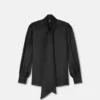 V Allover Jacquard Silk Lavallière Shirt