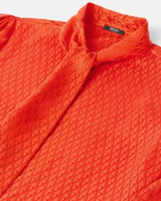 V Allover Jacquard Silk Lavallière Shirt V Allover Jacquard Silk Lavallière Shirt