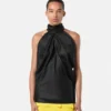 V Allover Jacquard Silk Lavallière Top V Allover Jacquard Silk Lavallière Top
