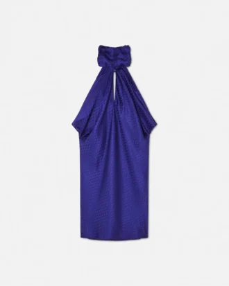 V Allover Jacquard Silk Relaxed Mini Dress
