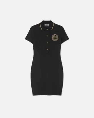 V-Emblem Midi Polo Dress