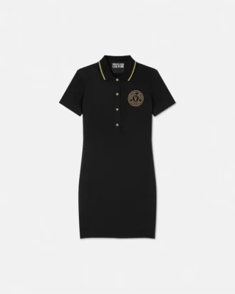 V-Emblem Midi Polo Dress