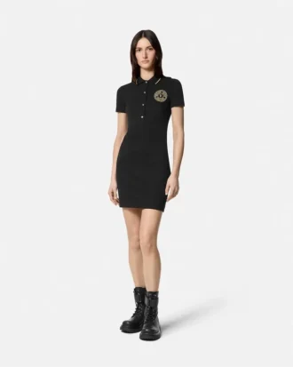 V-Emblem Midi Polo Dress